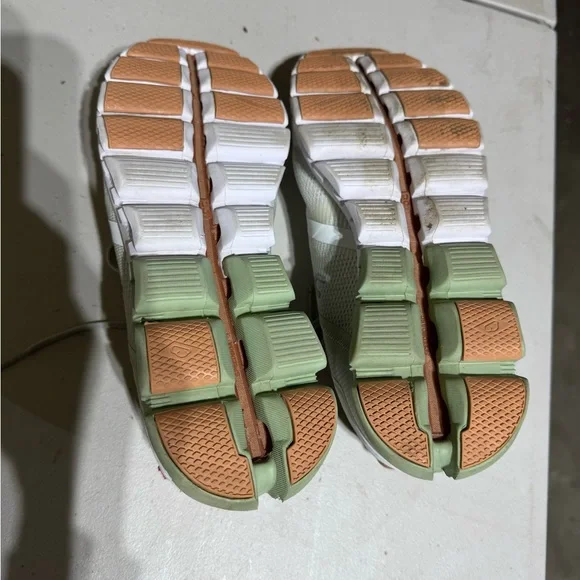 On Running Women's Sneakers in White, Green, and Tan design - Picture 5 of 6